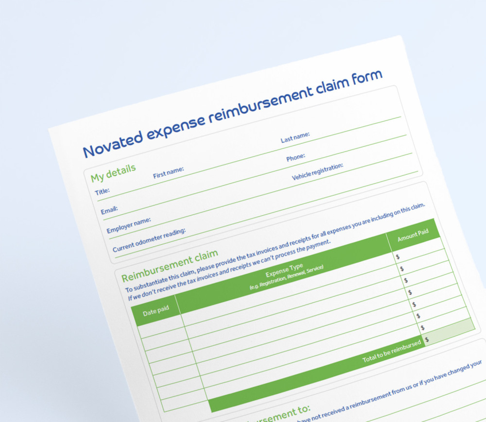 Form Novated expense reimbursement claim