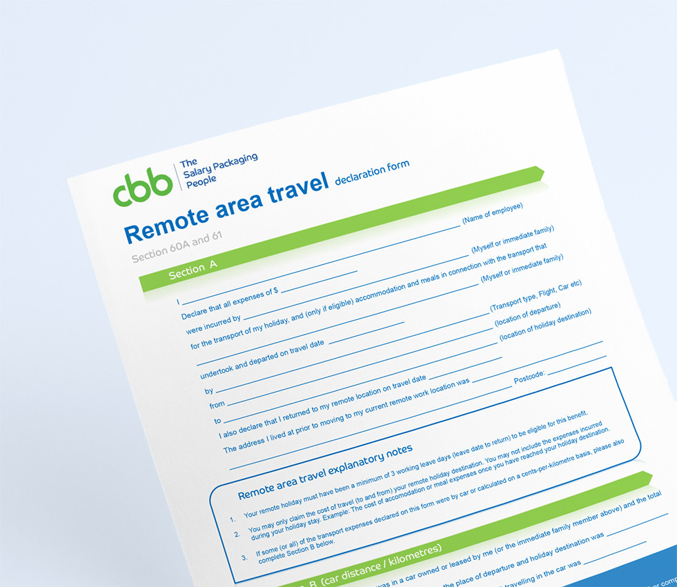 Form Remote Area Travel