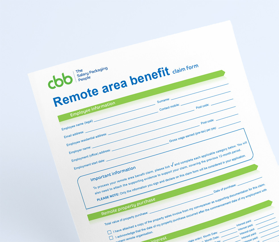 Form Remote area benefit claim form