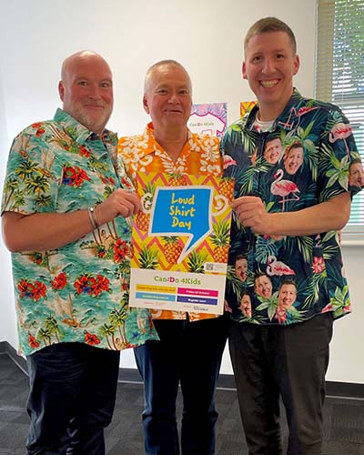 CBB staff wearing colourful shirts to celebrate Can:Do 4 Kids Loud Shirt Day